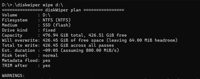 A single-file Windows tool that makes deleted files unrecoverable without touching the files you keep