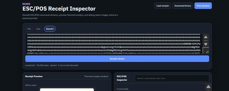 Decode, preview and debug thermal-printer command streams in the browser, without a printer